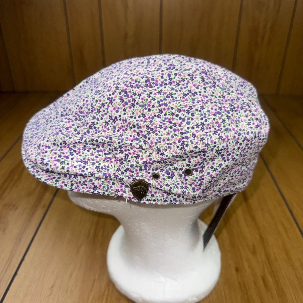 Pamoa Premium Headwear Womens Purple Floral Flat Cap Ivy Hat‎ PMV720 S/M NEW